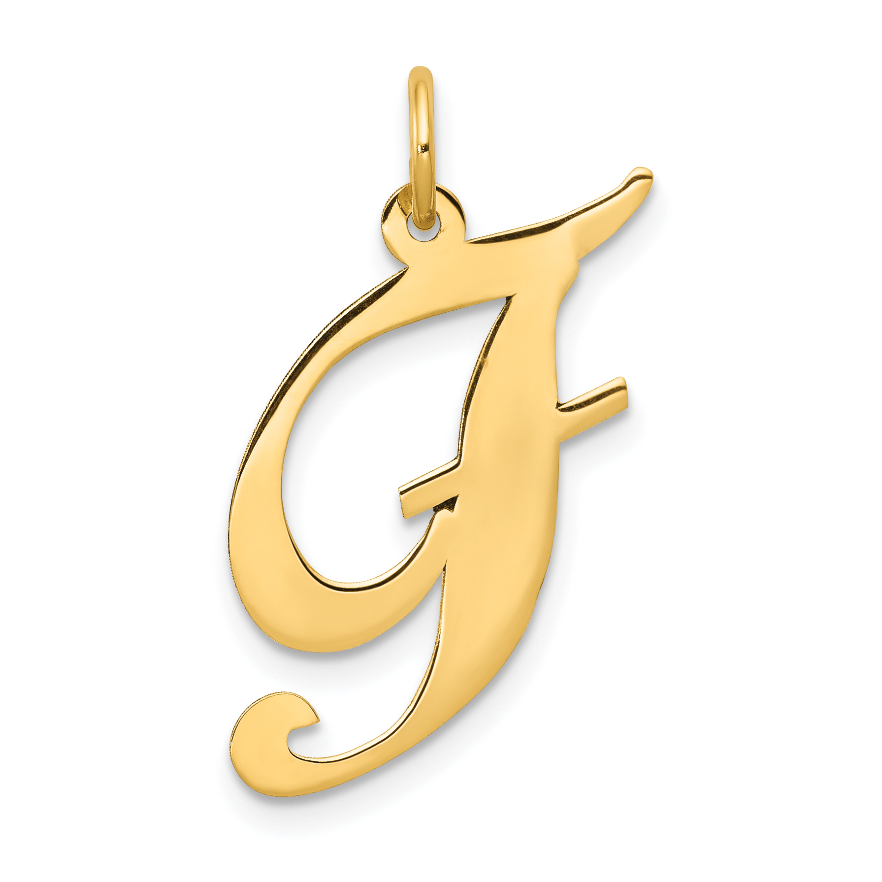 10k Large Fancy Script Letter F Initial Charm (10YC654F)
