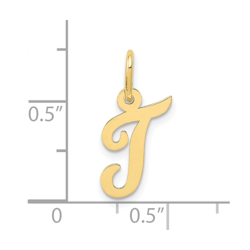 10k Small Script Initial T Charm (10YC658T)