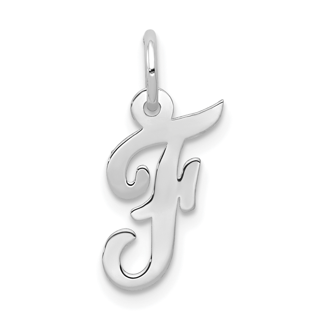 10k White Gold Small Script Initial F Charm (10YC659F)