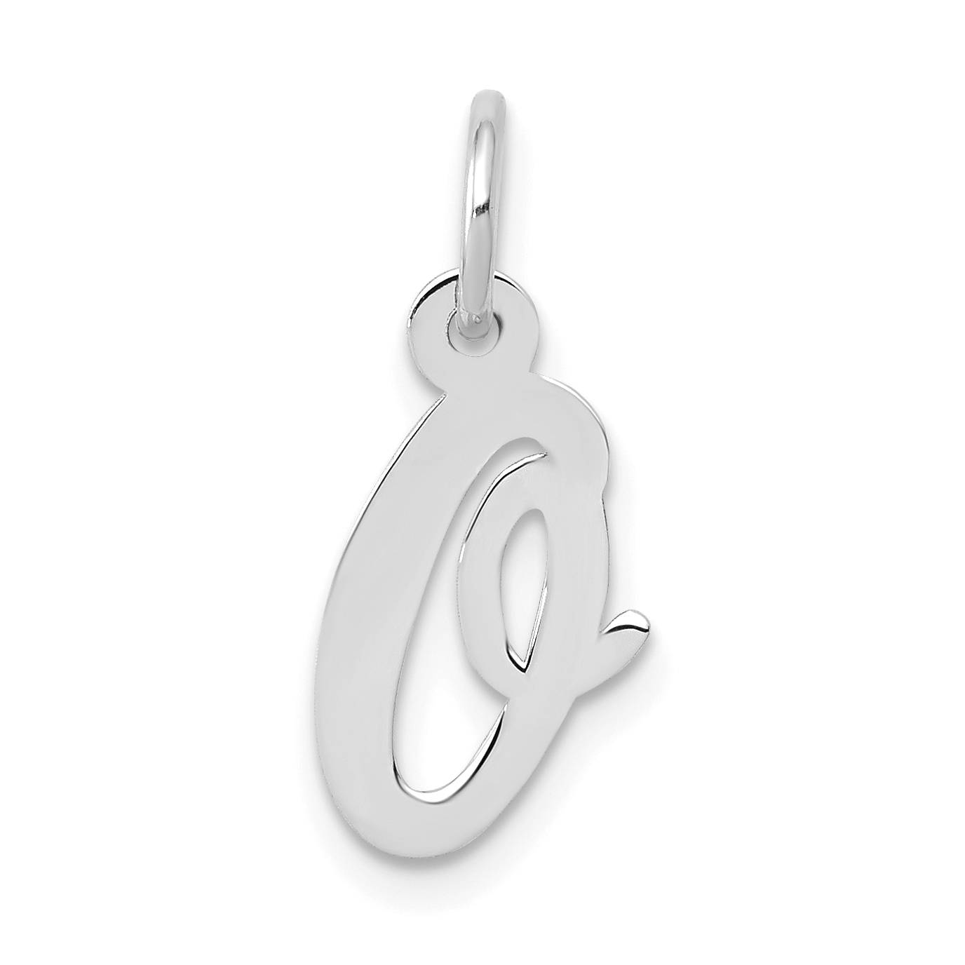 10k White Gold Small Script Initial O Charm (10YC659O)