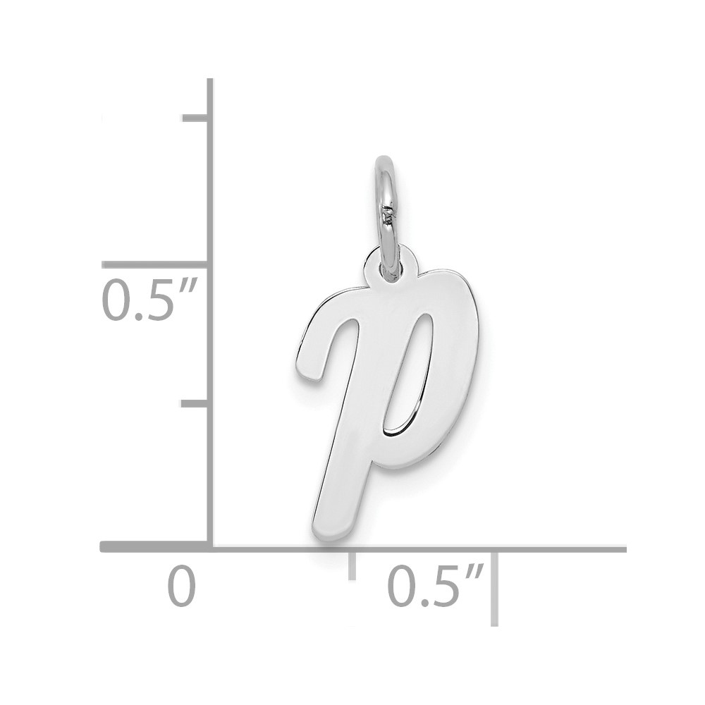 10k White Gold Small Script Initial P Charm (10YC659P)