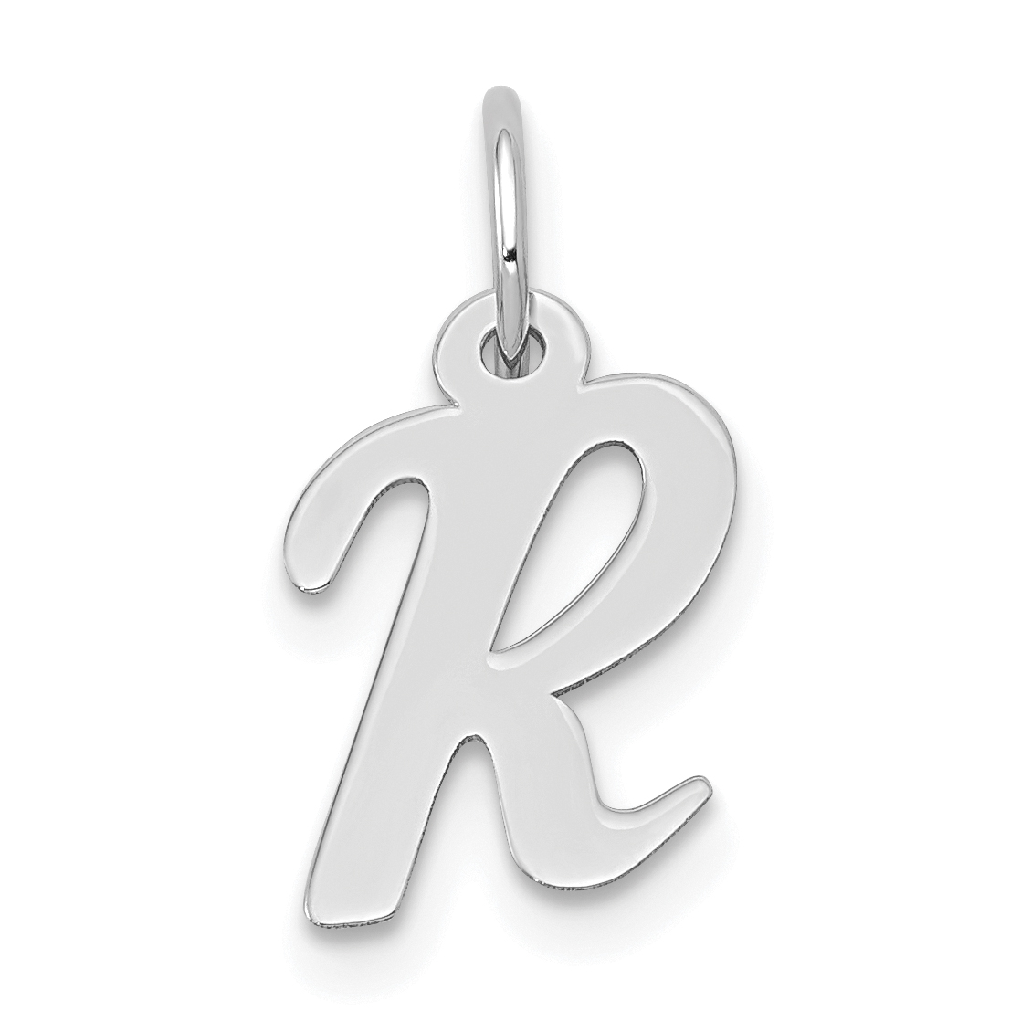 10k White Gold Small Script Initial R Charm (10YC659R)