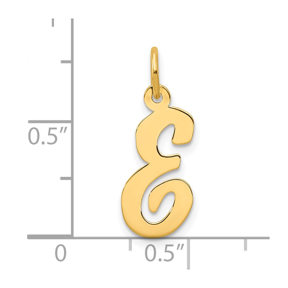 10K Medium Script Letter E Initial Charm (10YC660E)