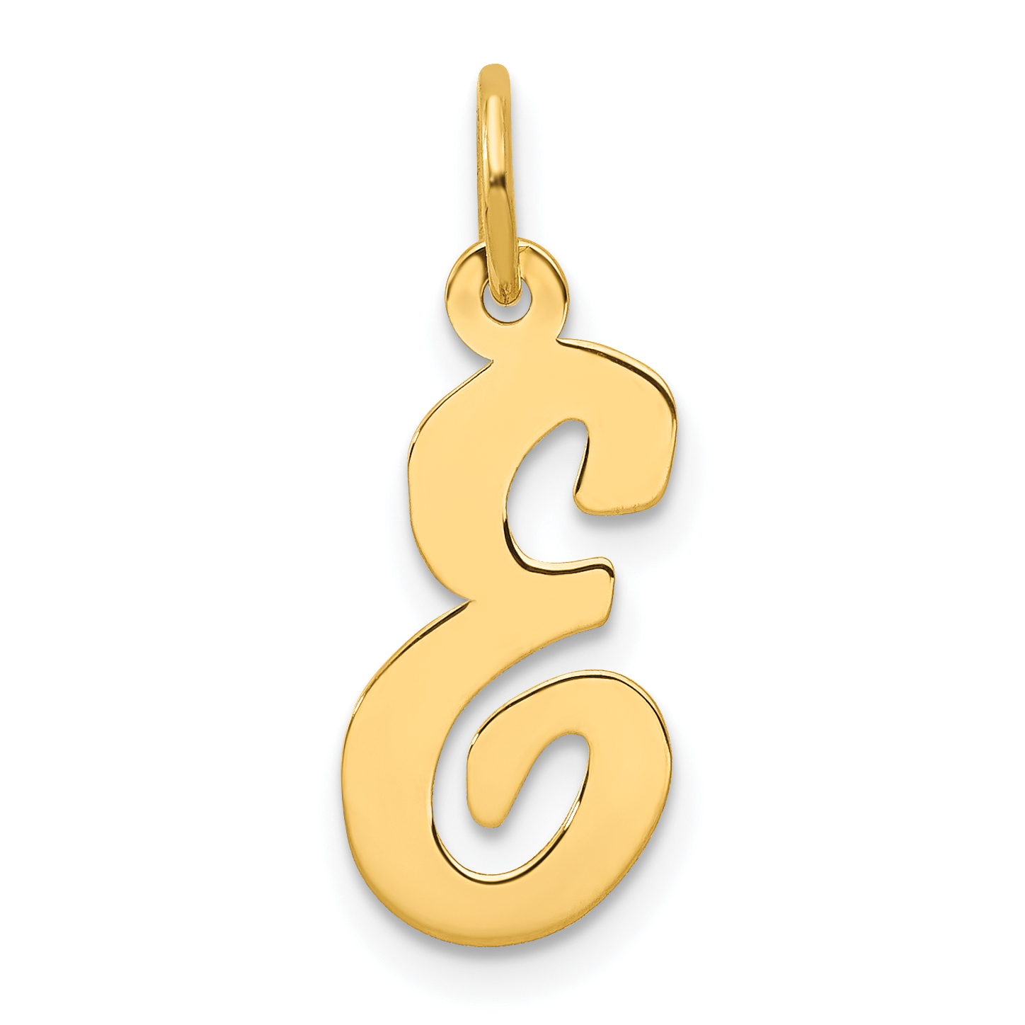 10K Medium Script Letter E Initial Charm (10YC660E)