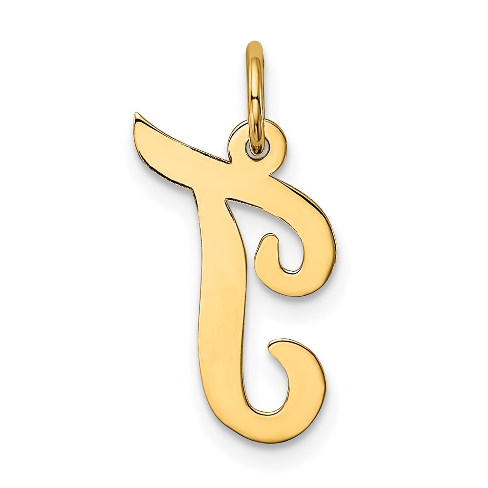 10K Medium Script Letter T Initial Charm (10YC660T)