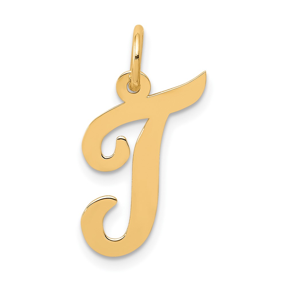 10K Medium Script Letter T Initial Charm (10YC660T)