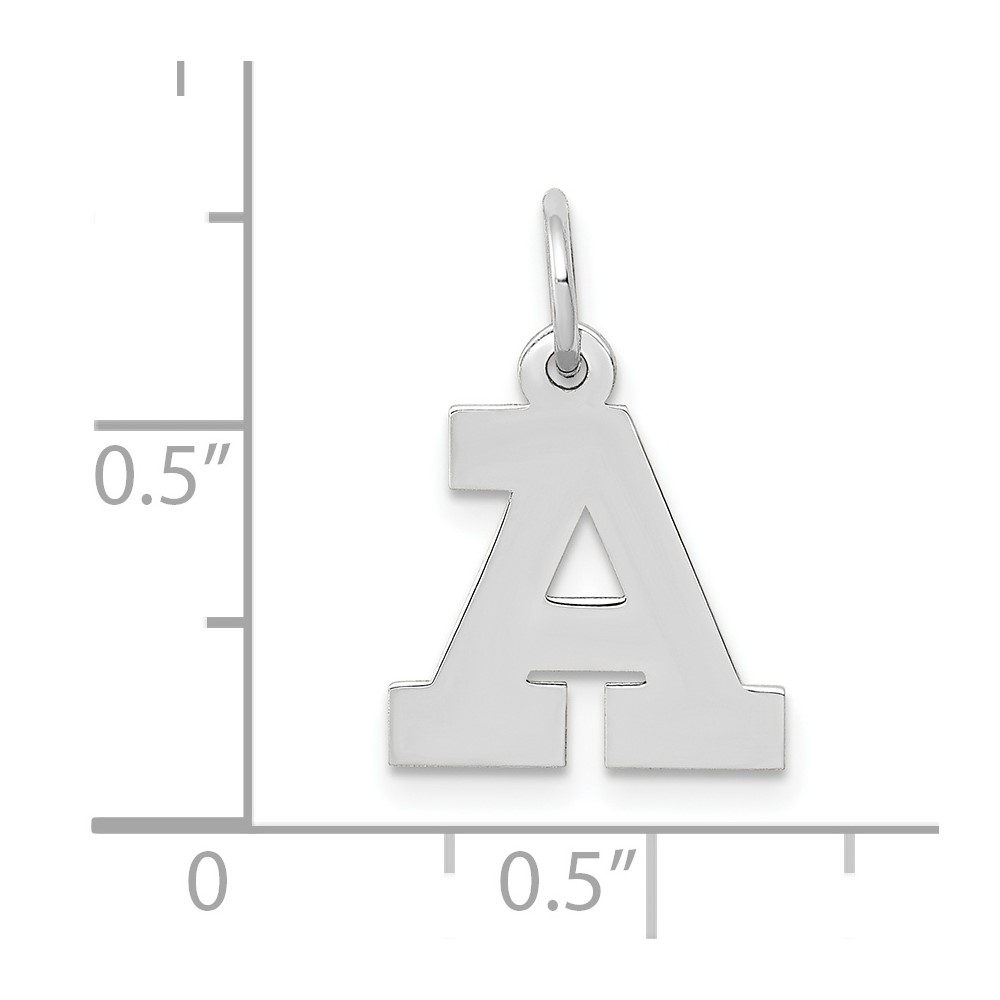 10k White Gold Small Block Initial A Charm (10YC665A)