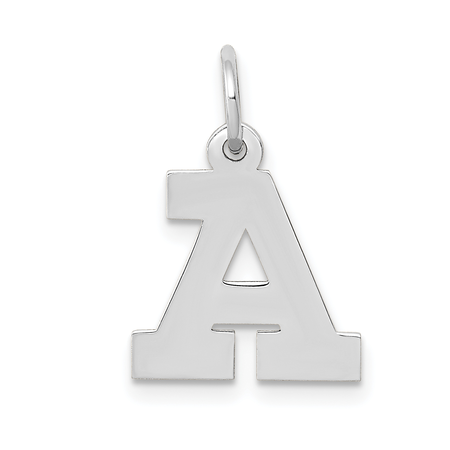 10k White Gold Small Block Initial A Charm (10YC665A)