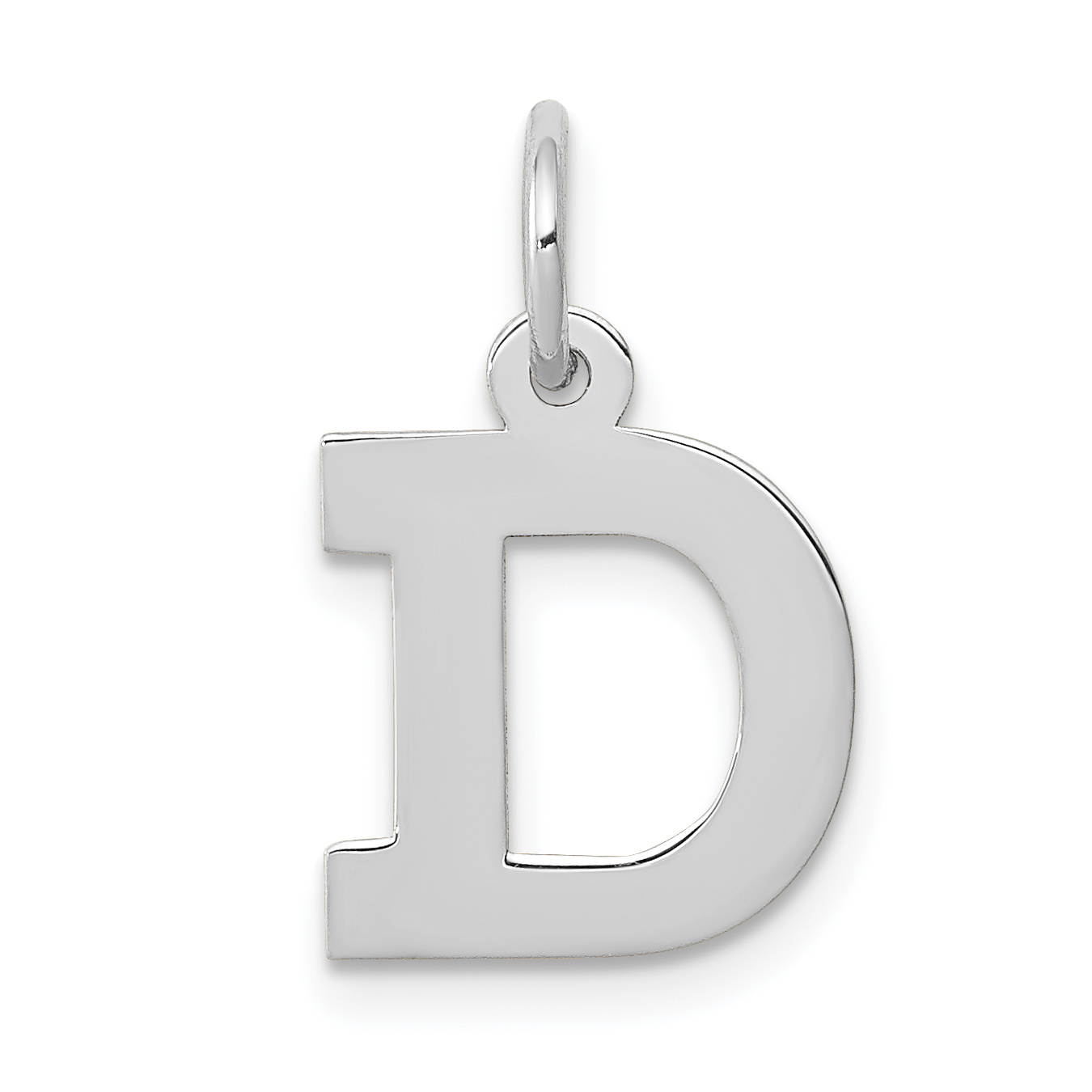 10k White Gold Small Block Initial D Charm (10YC665D)