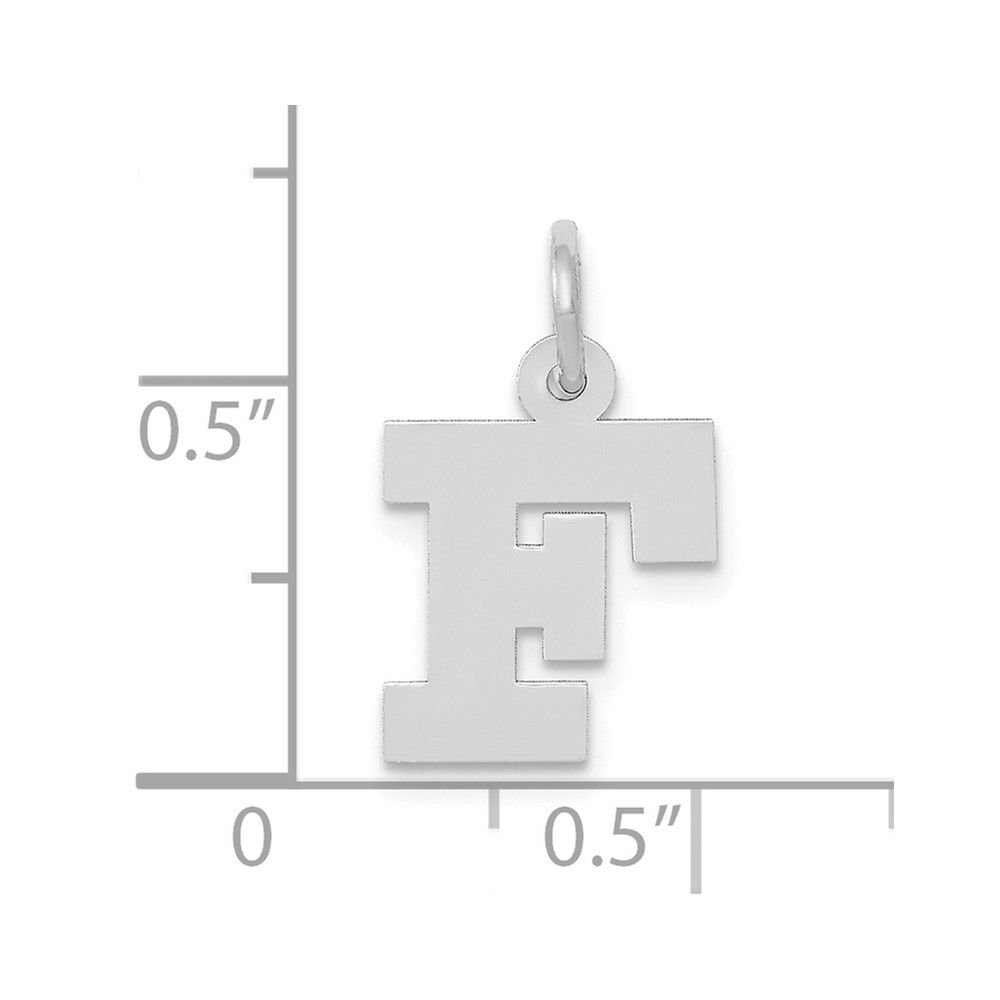 10k White Gold Small Block Initial F Charm (10YC665F)