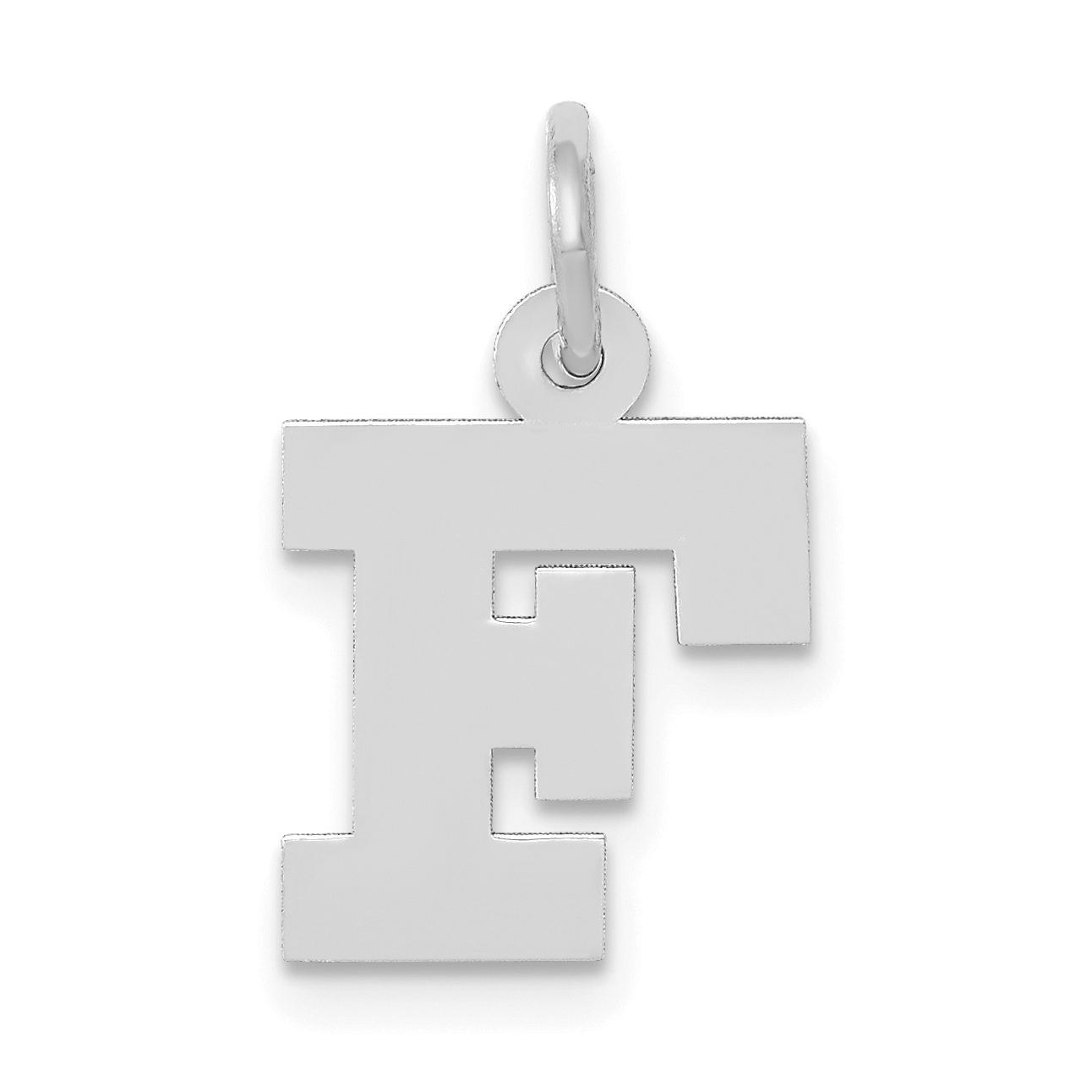 10k White Gold Small Block Initial F Charm (10YC665F)