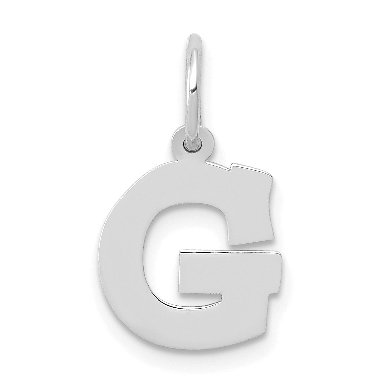 10k White Gold Small Block Initial G Charm (10YC665G)