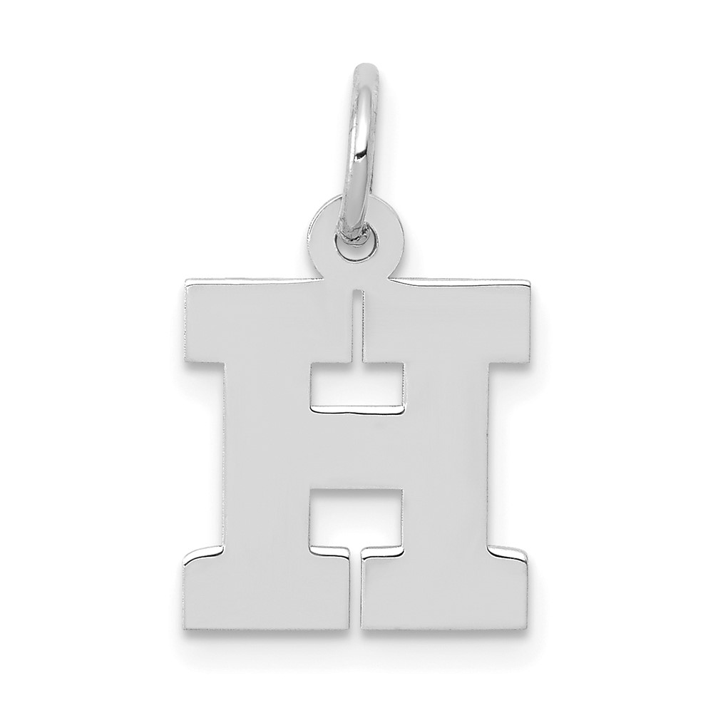 10k White Gold Small Block Initial H Charm (10YC665H)