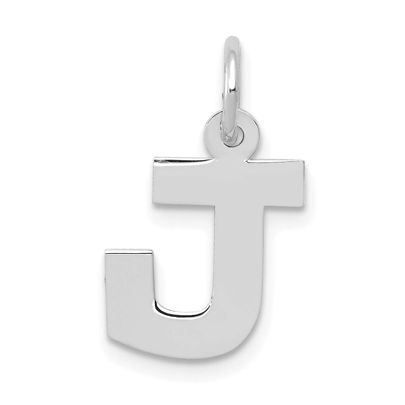 10k White Gold Small Block Initial J Charm (10YC665J)