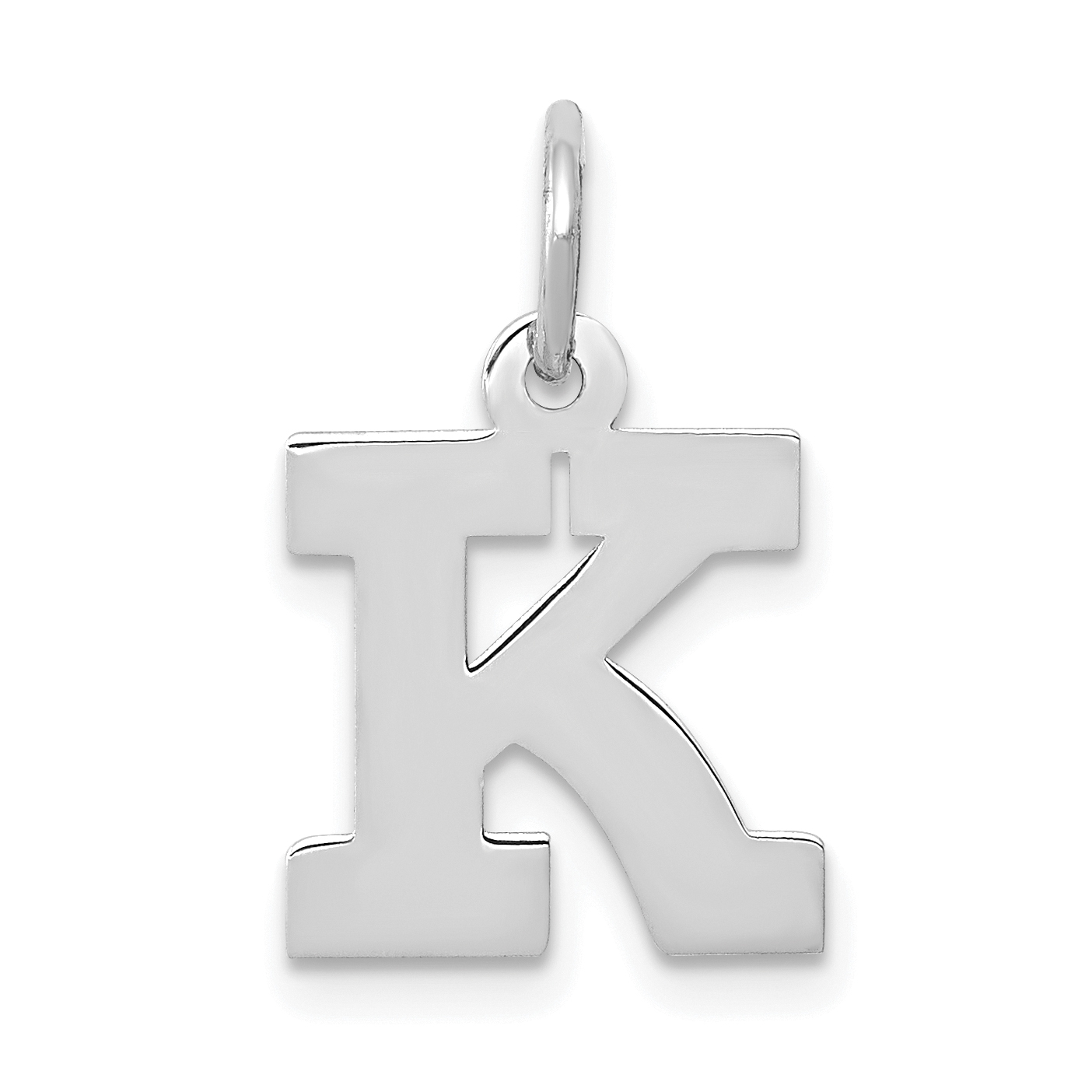 10k White Gold Small Block Initial K Charm (10YC665K)