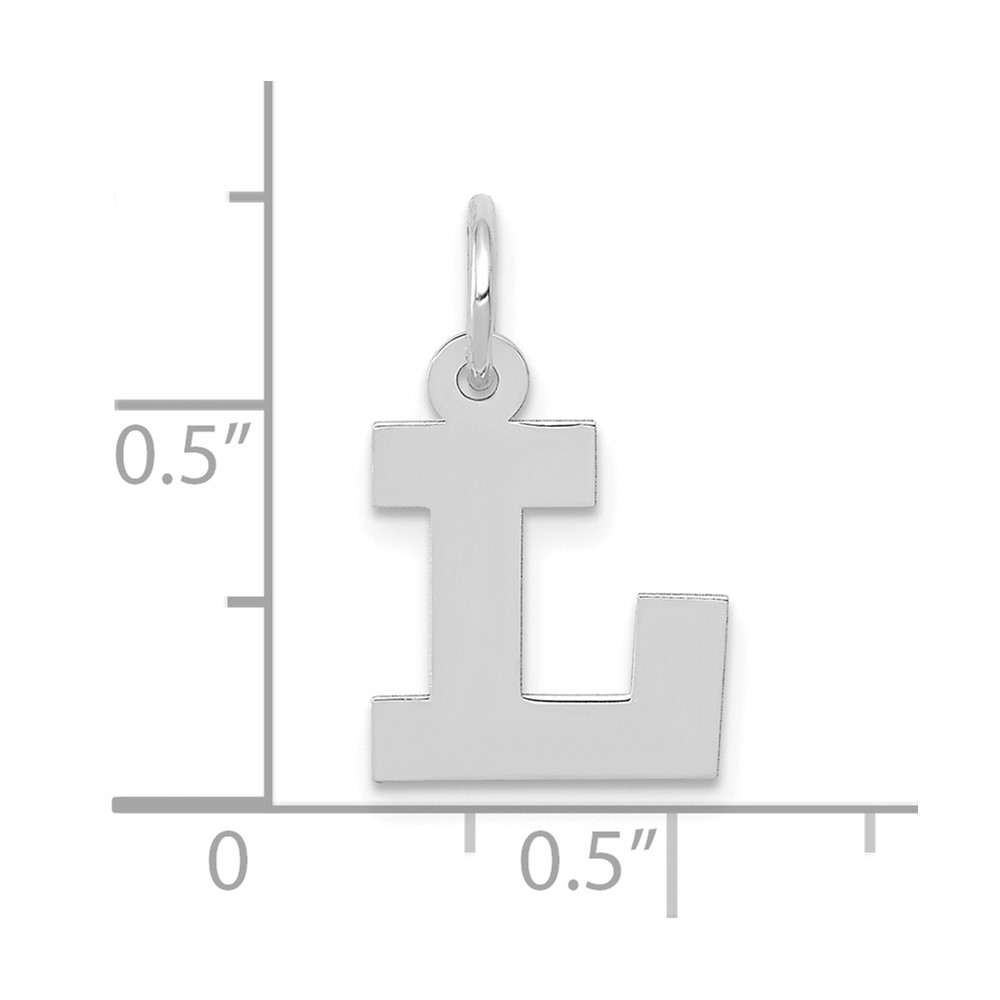 10k White Gold Small Block Initial L Charm (10YC665L)