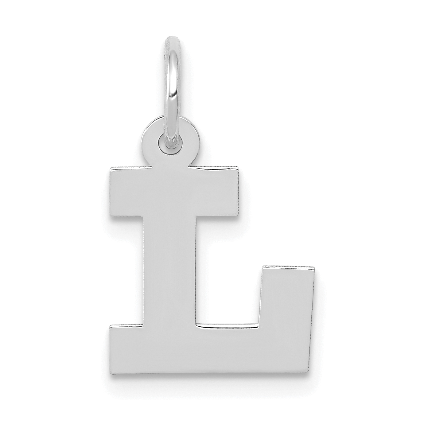 10k White Gold Small Block Initial L Charm (10YC665L)
