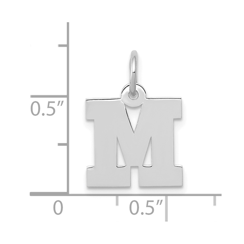 10k White Gold Small Block Initial M Charm (10YC665M)