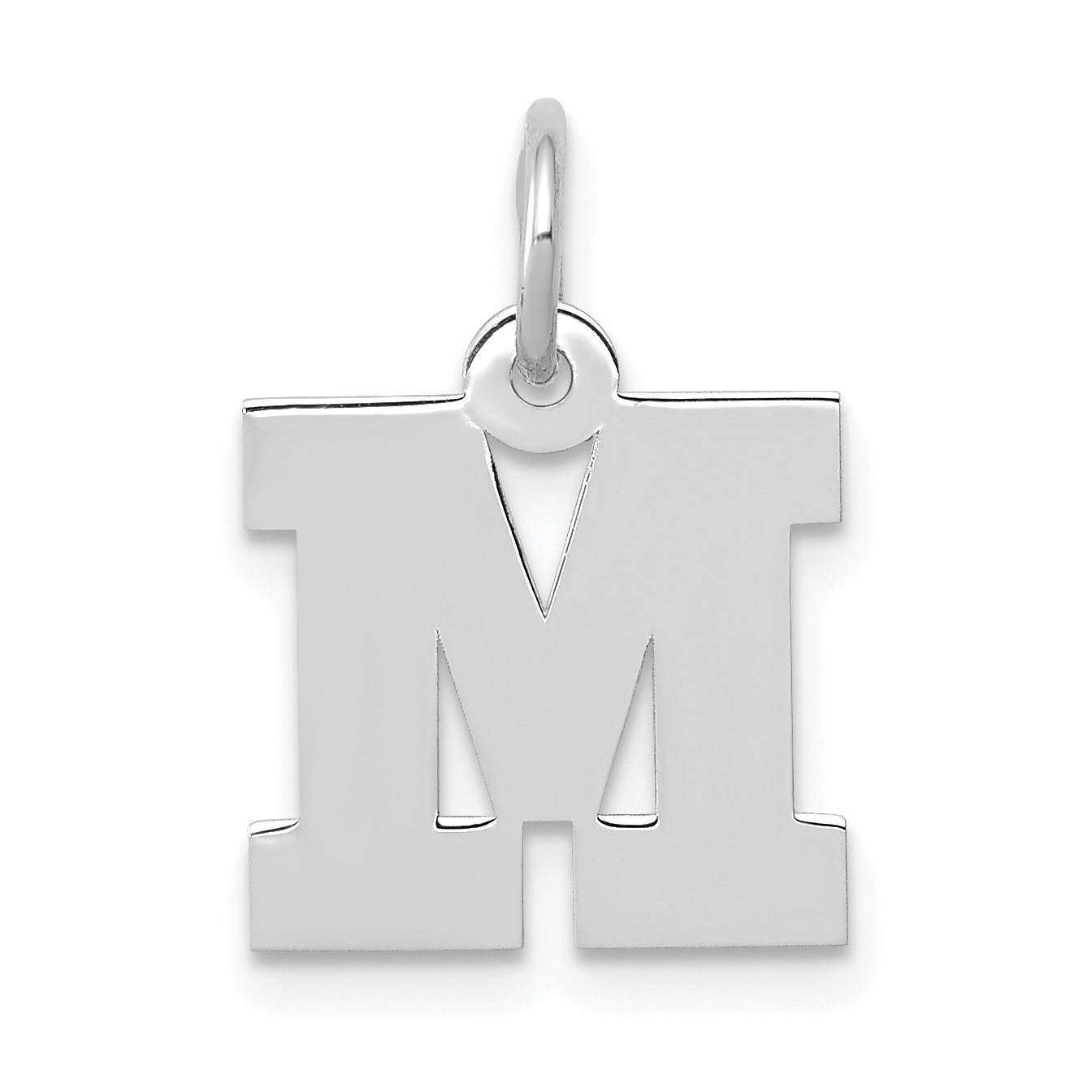 10k White Gold Small Block Initial M Charm (10YC665M)