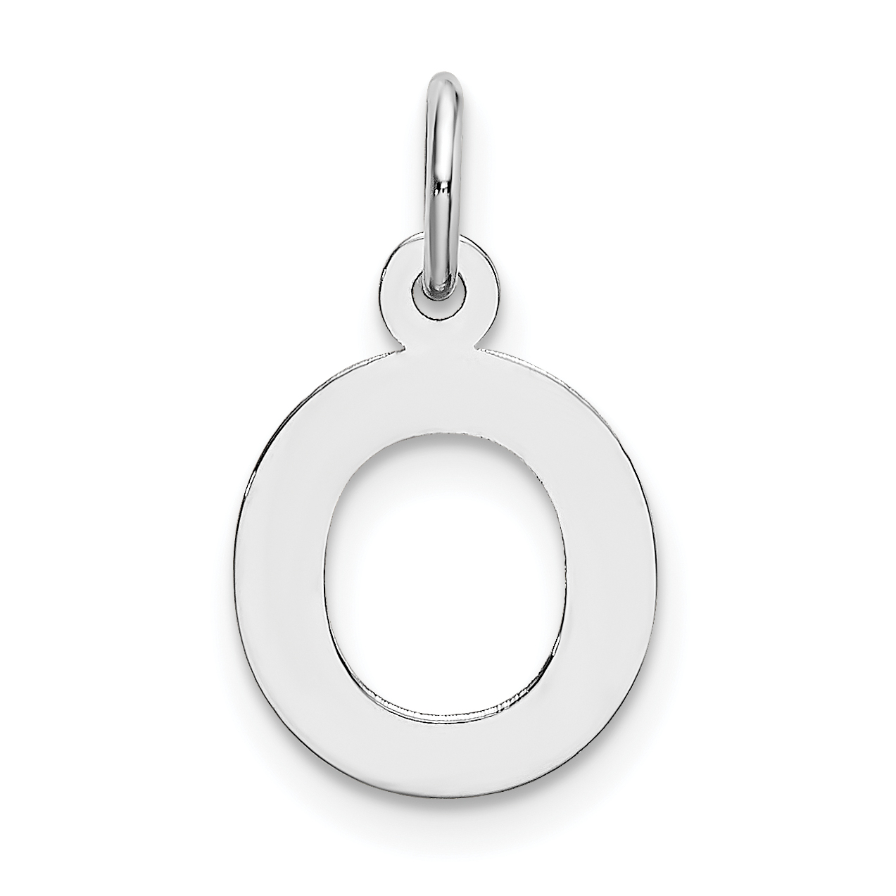 10k White Gold Small Block Initial O Charm (10YC665O)