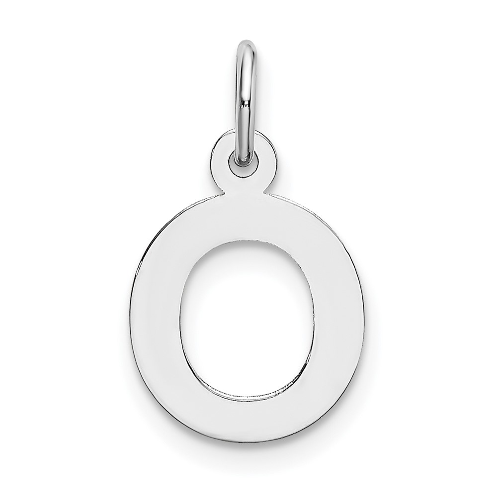10k White Gold Small Block Initial O Charm (10YC665O)