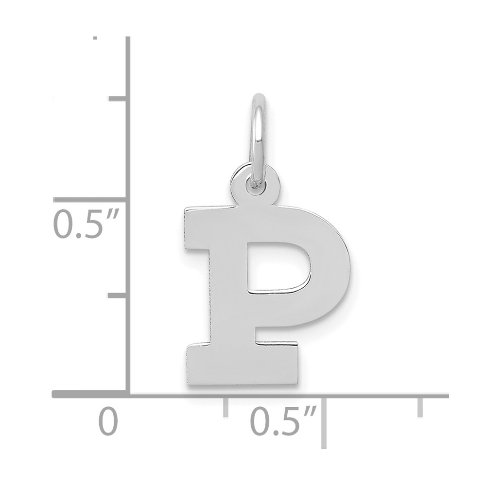 10k White Gold Small Block Initial P Charm (10YC665P)