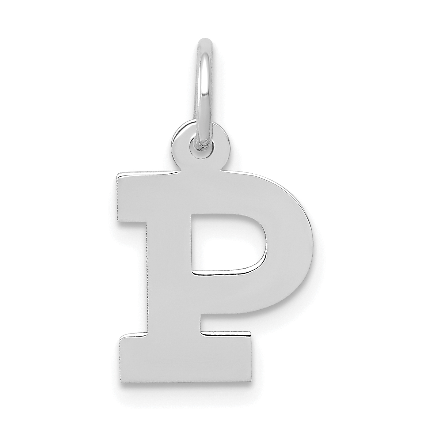 10k White Gold Small Block Initial P Charm (10YC665P)