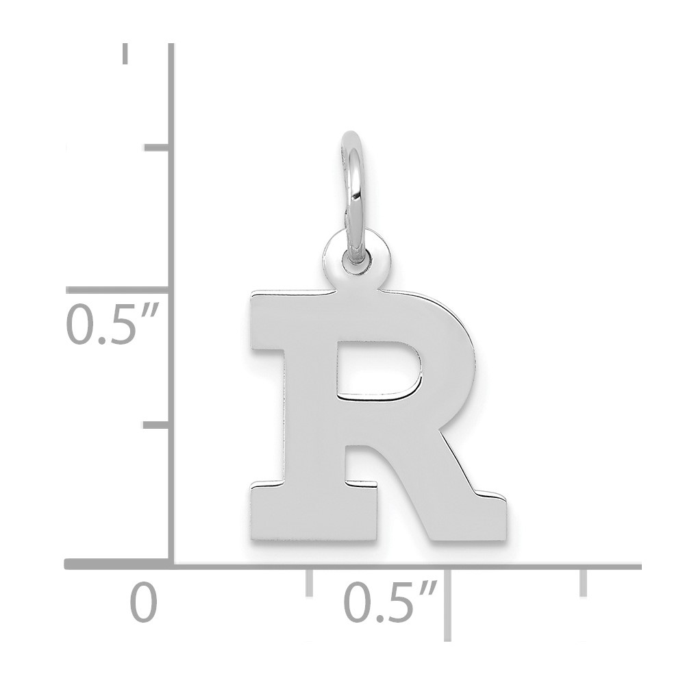 10k White Gold Small Block Initial R Charm (10YC665R)