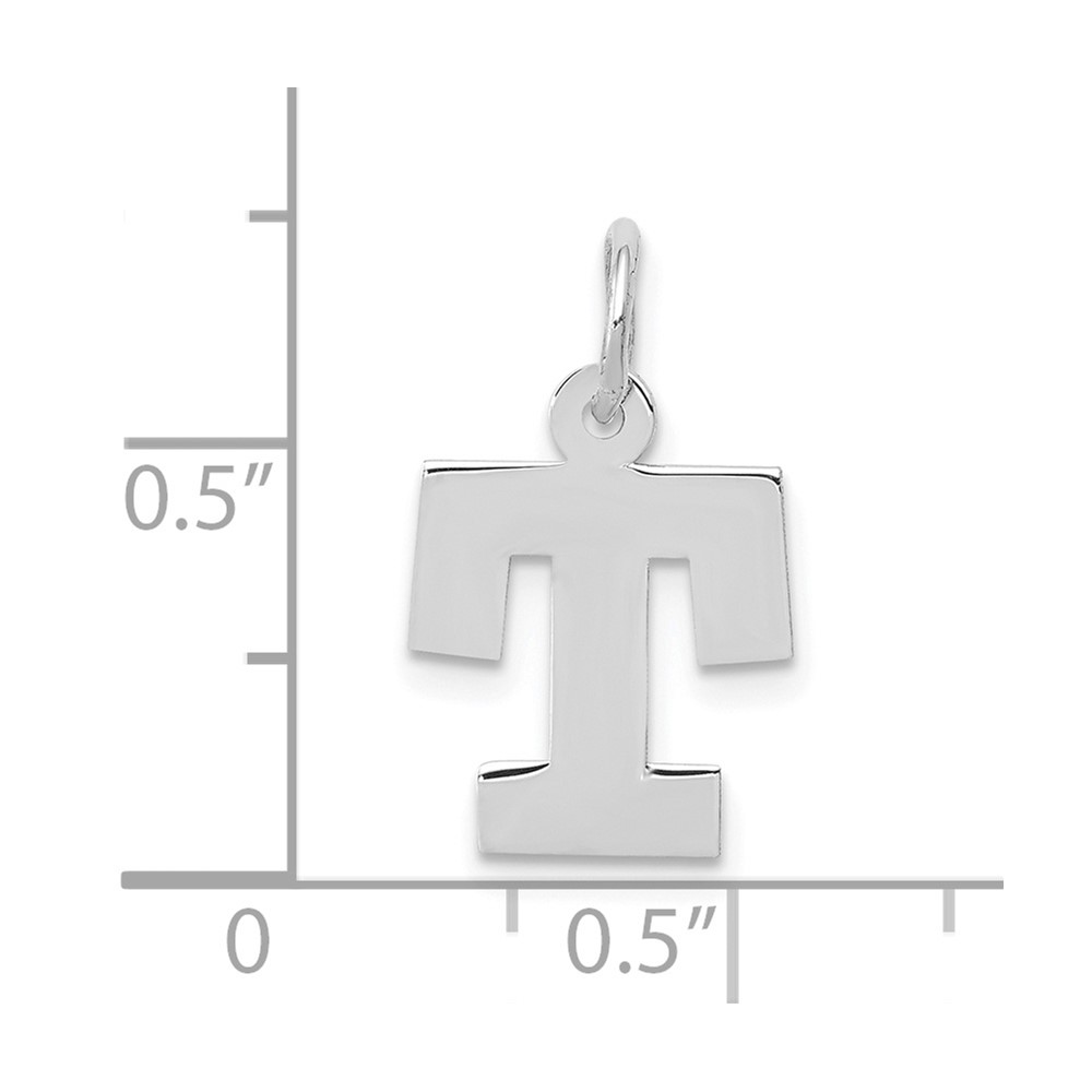 10k White Gold Small Block Initial T Charm (10YC665T)