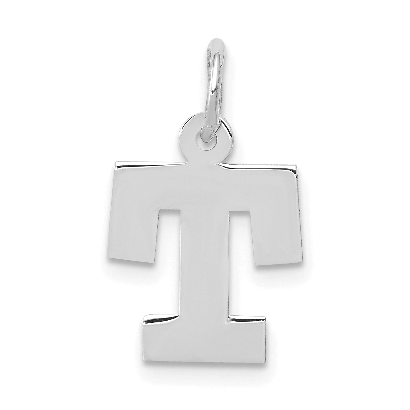 10k White Gold Small Block Initial T Charm (10YC665T)