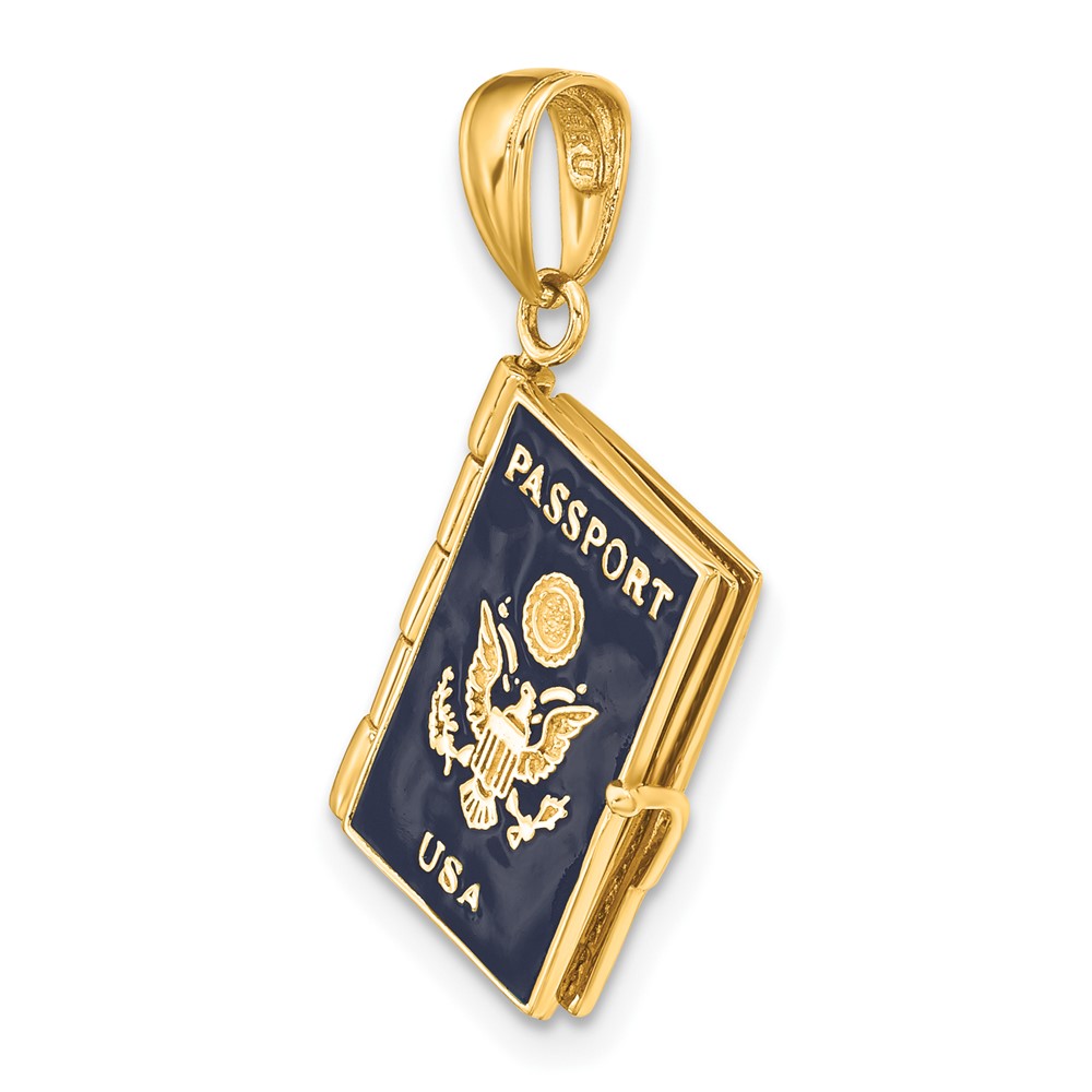 10K Enamel 3-D Passport Pendant (10YC819)