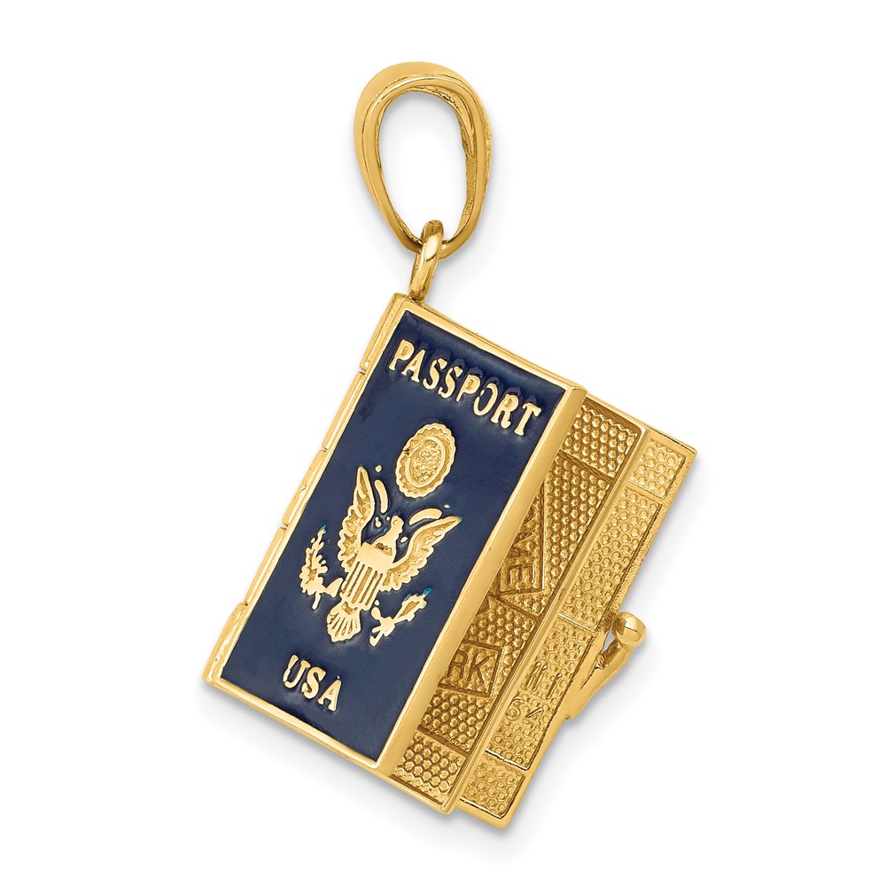 10K Enamel 3-D Passport Pendant (10YC819)