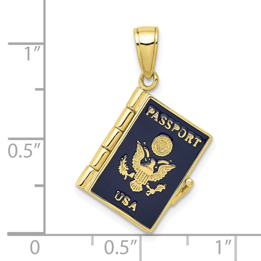 10K Enamel 3-D Passport Pendant (10YC819)