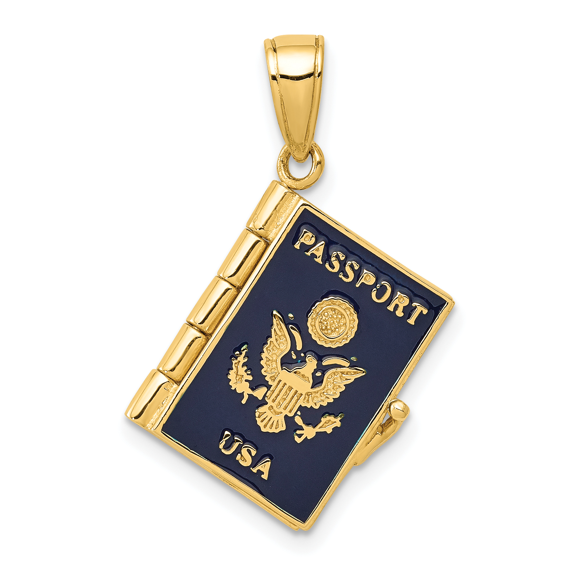 10K Enamel 3-D Passport Pendant (10YC819)