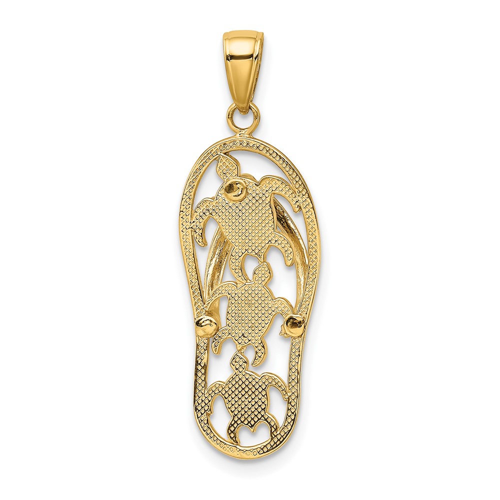 10K Enamel Cut-out Flip Flop w/ Sea Turtles Pendant (10YC869)