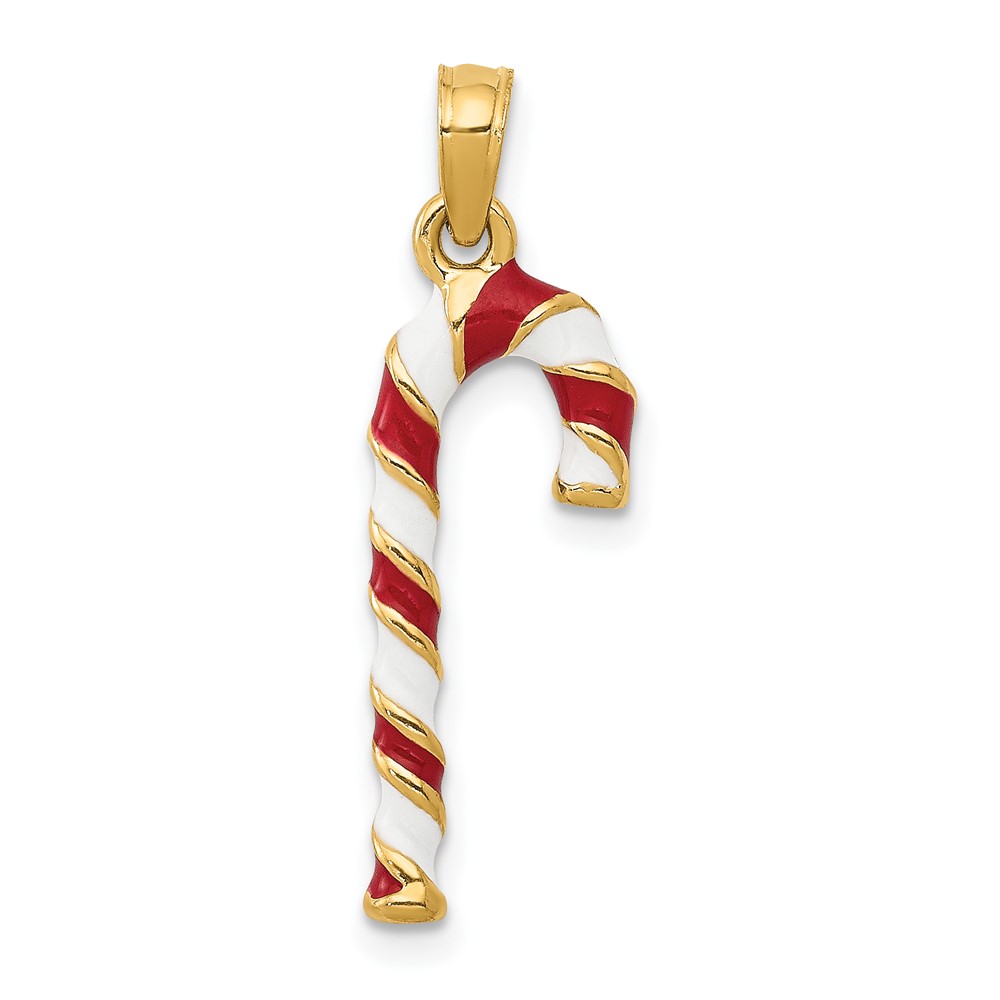 10k 3-D Enameled Candy Cane Pendant (10YC930)