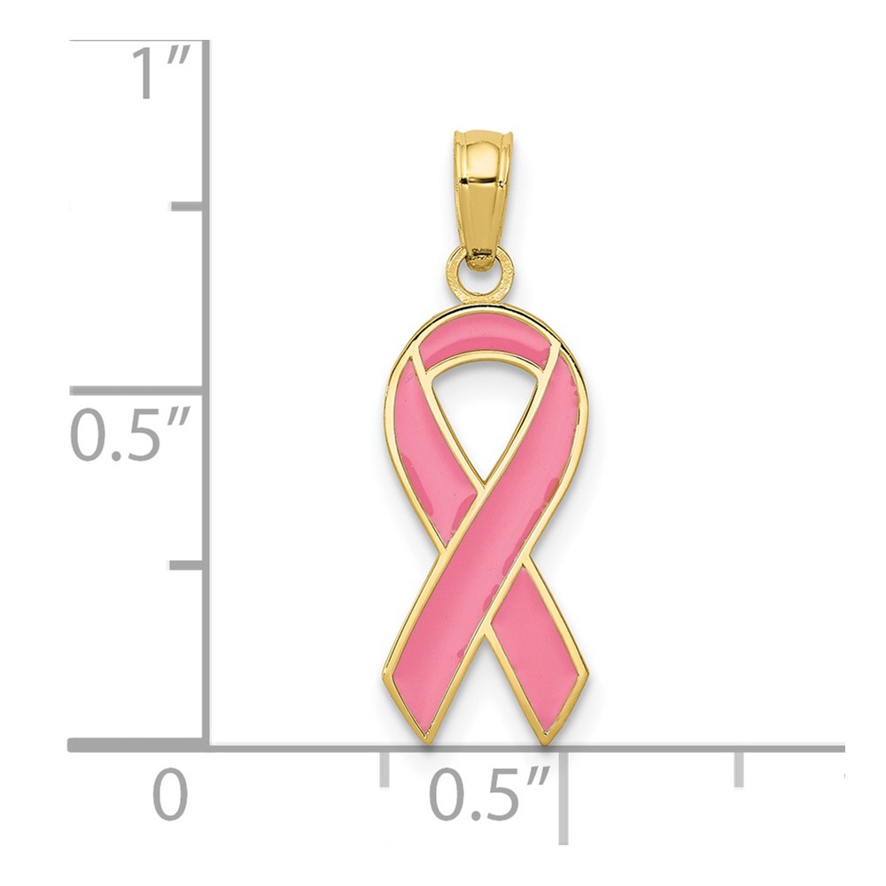 10k Pink Enameled Awareness Ribbon Pendant (10YC948)