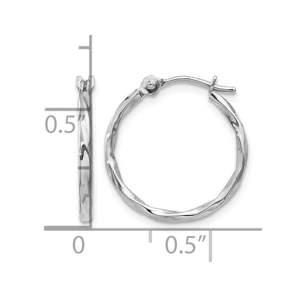 10k White Gold Twisted Hoop Earrings (10YE1501)
