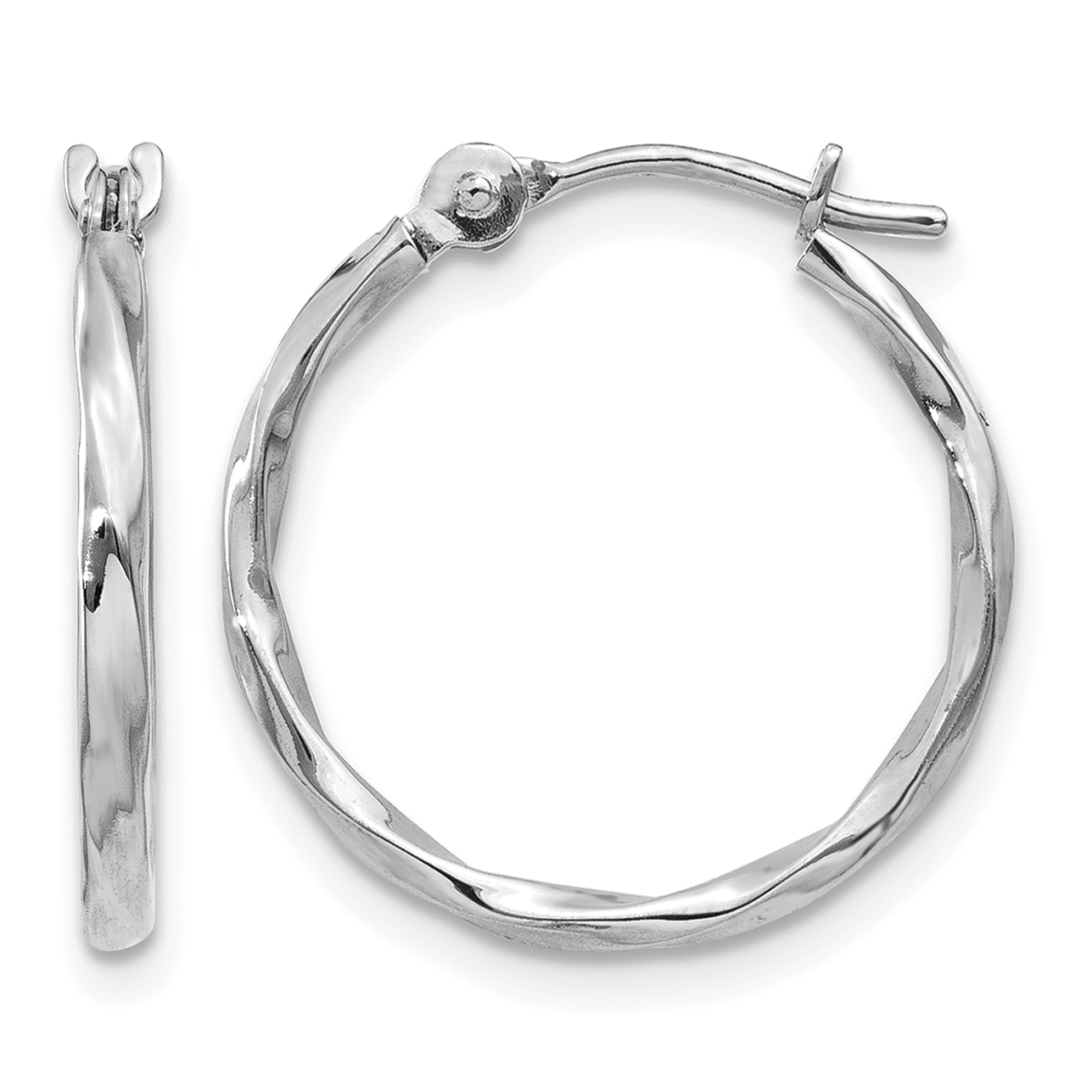 10k White Gold Twisted Hoop Earrings (10YE1501)