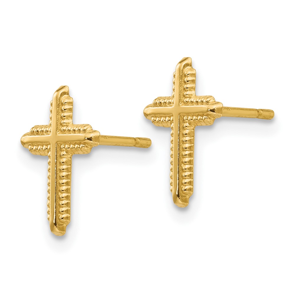 10K Yellow Gold Polished Cross Post Earrings (10YE1675)