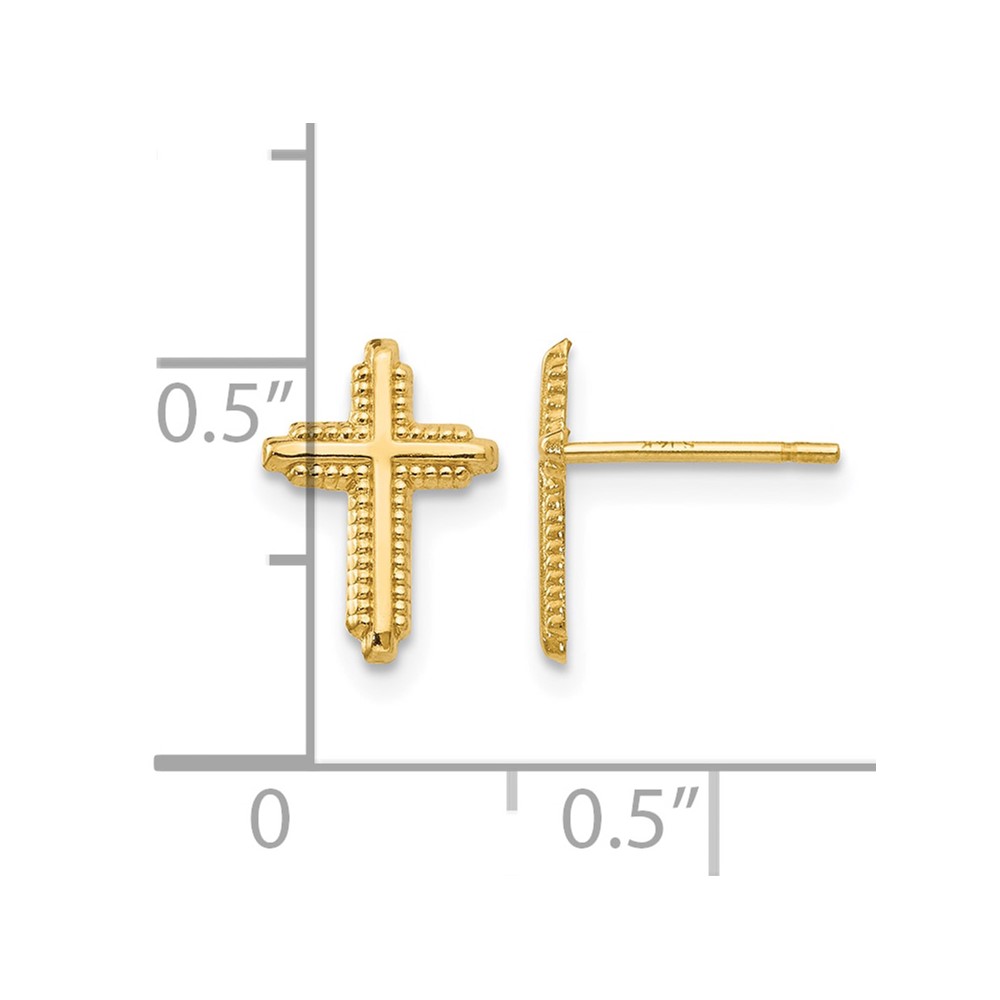 10K Yellow Gold Polished Cross Post Earrings (10YE1675)