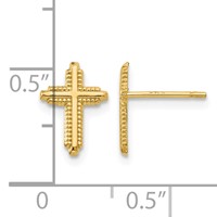 10K Yellow Gold Polished Cross Post Earrings view 4