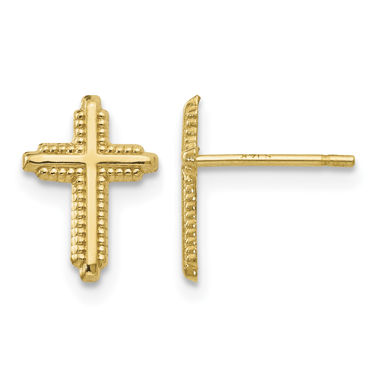 10K Yellow Gold Polished Cross Post Earrings (10YE1675)