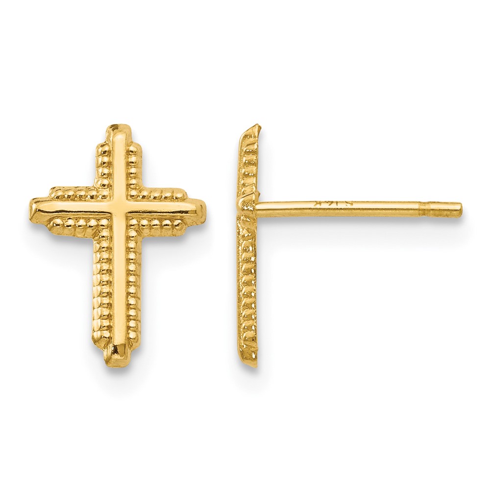 10K Yellow Gold Polished Cross Post Earrings (10YE1675)