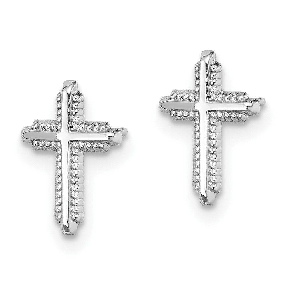 10K White Gold Polished Cross Post Earrings (10YE1676W)