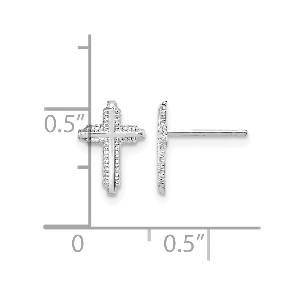 10K White Gold Polished Cross Post Earrings (10YE1676W)