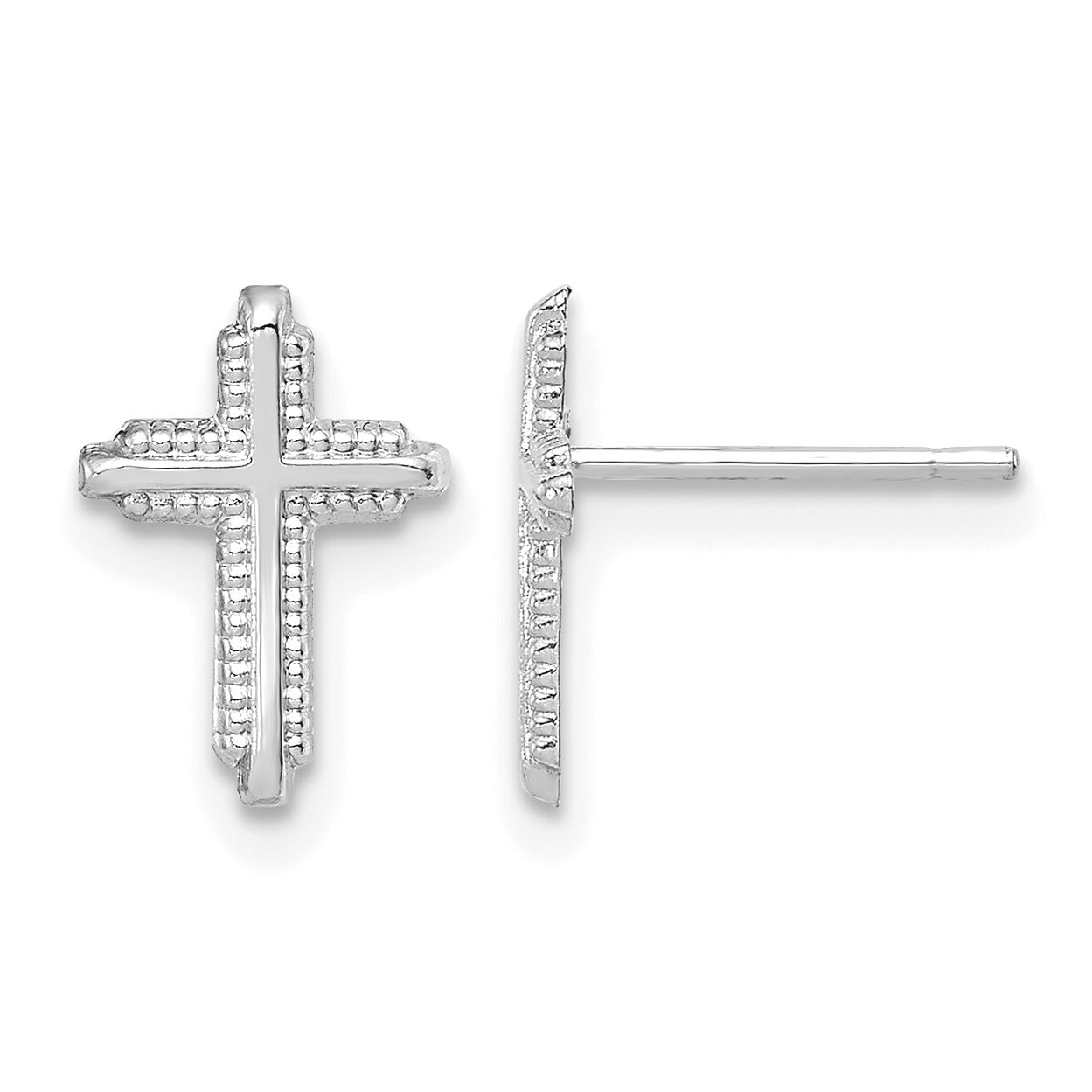 10K White Gold Polished Cross Post Earrings (10YE1676W)