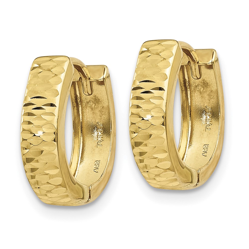 10k Gold Textured and Polished Hinged Hoop Earrings (10YE1678)