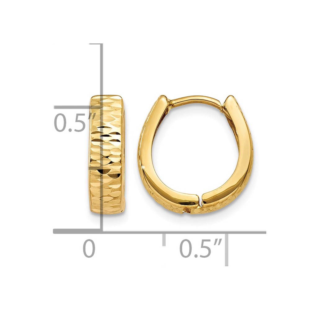 10k Gold Textured and Polished Hinged Hoop Earrings (10YE1678)