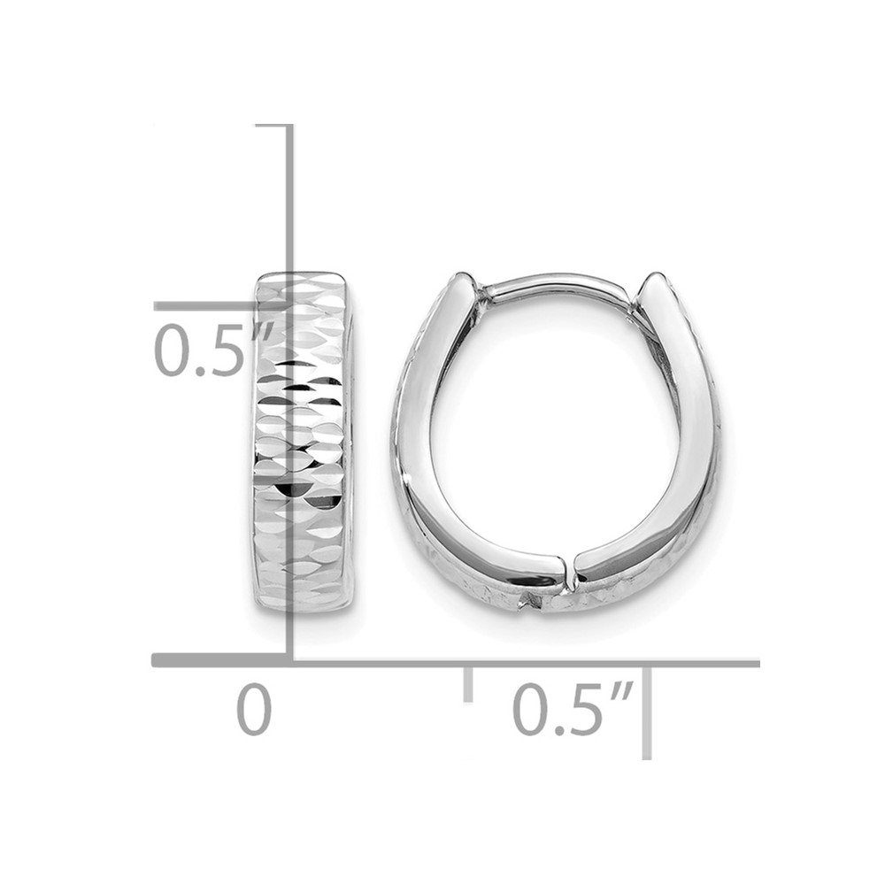 10k White Gold Textured and Polished Hinged Hoop Earrings (10YE1679)